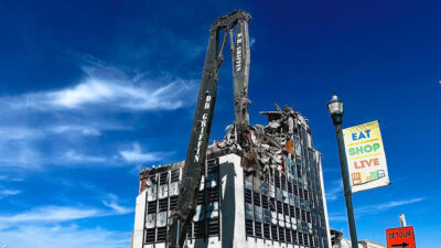 Demolition of building by 750 HR excavator