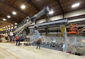 Nabholz millwrights assembling and installing a large-scale gantry machining system