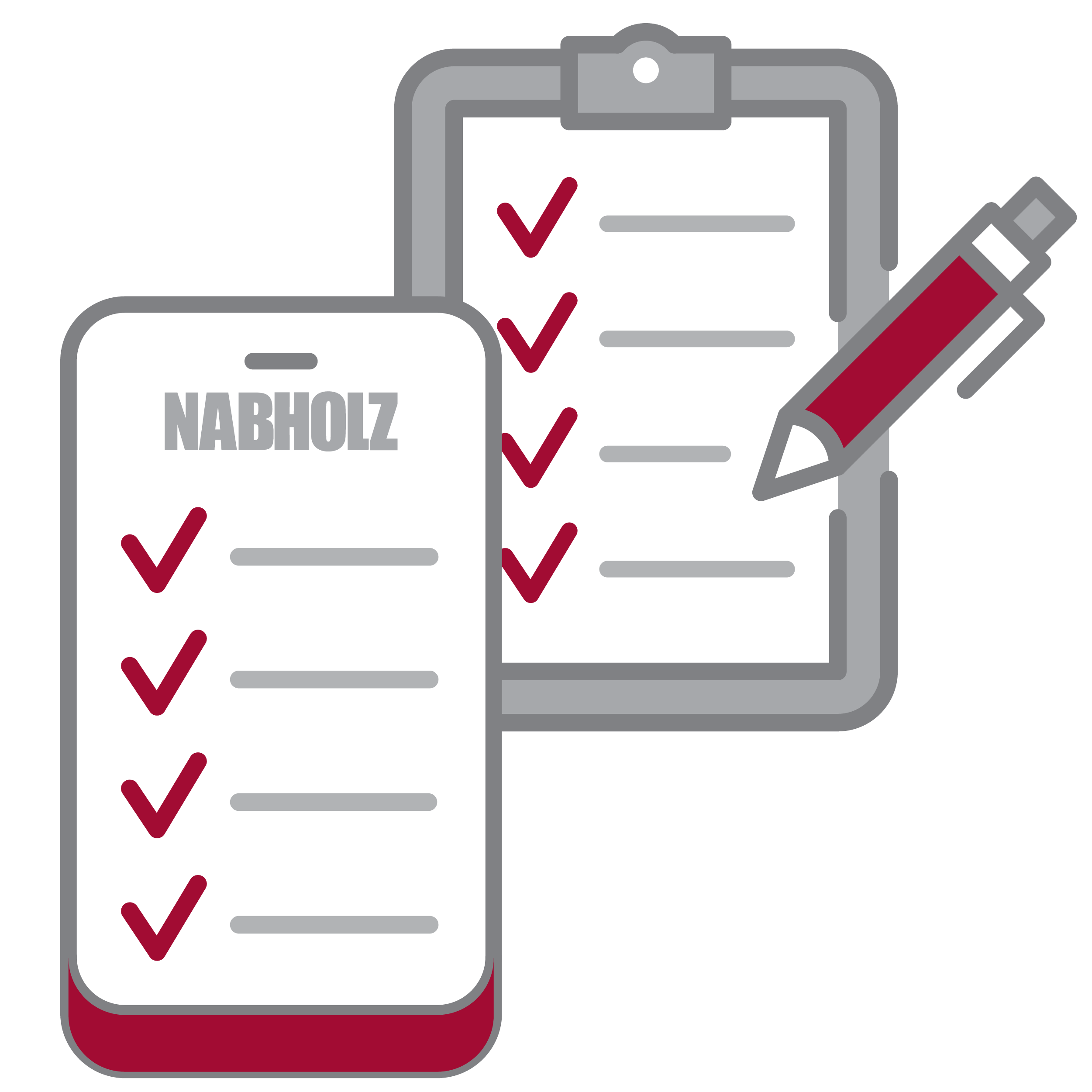 Graphic of a phone and clipboard with checklists